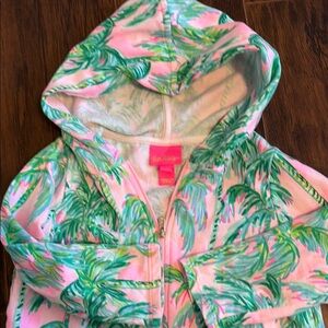 Lilly Pulitzer Pink and Green Palm Hoodie